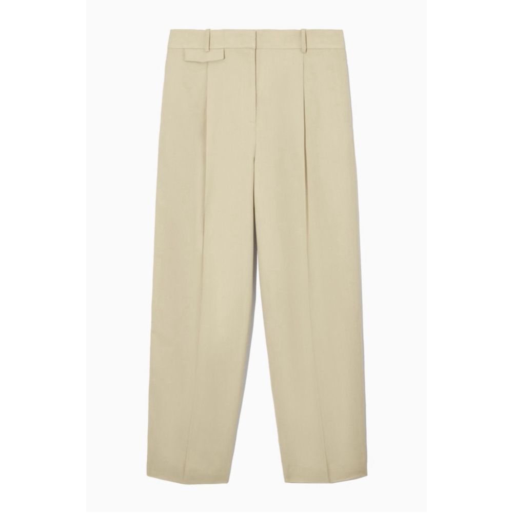 COS RELAXED Linen-Blend Wide Leg Trousers Beige Women's Size 12